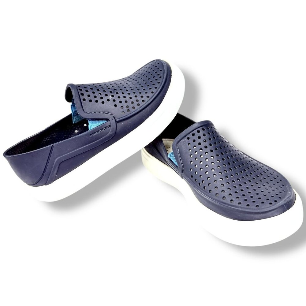 Crocs CitiLane Roka K Kids Navy Blue Rubber Loafers Shoes 9